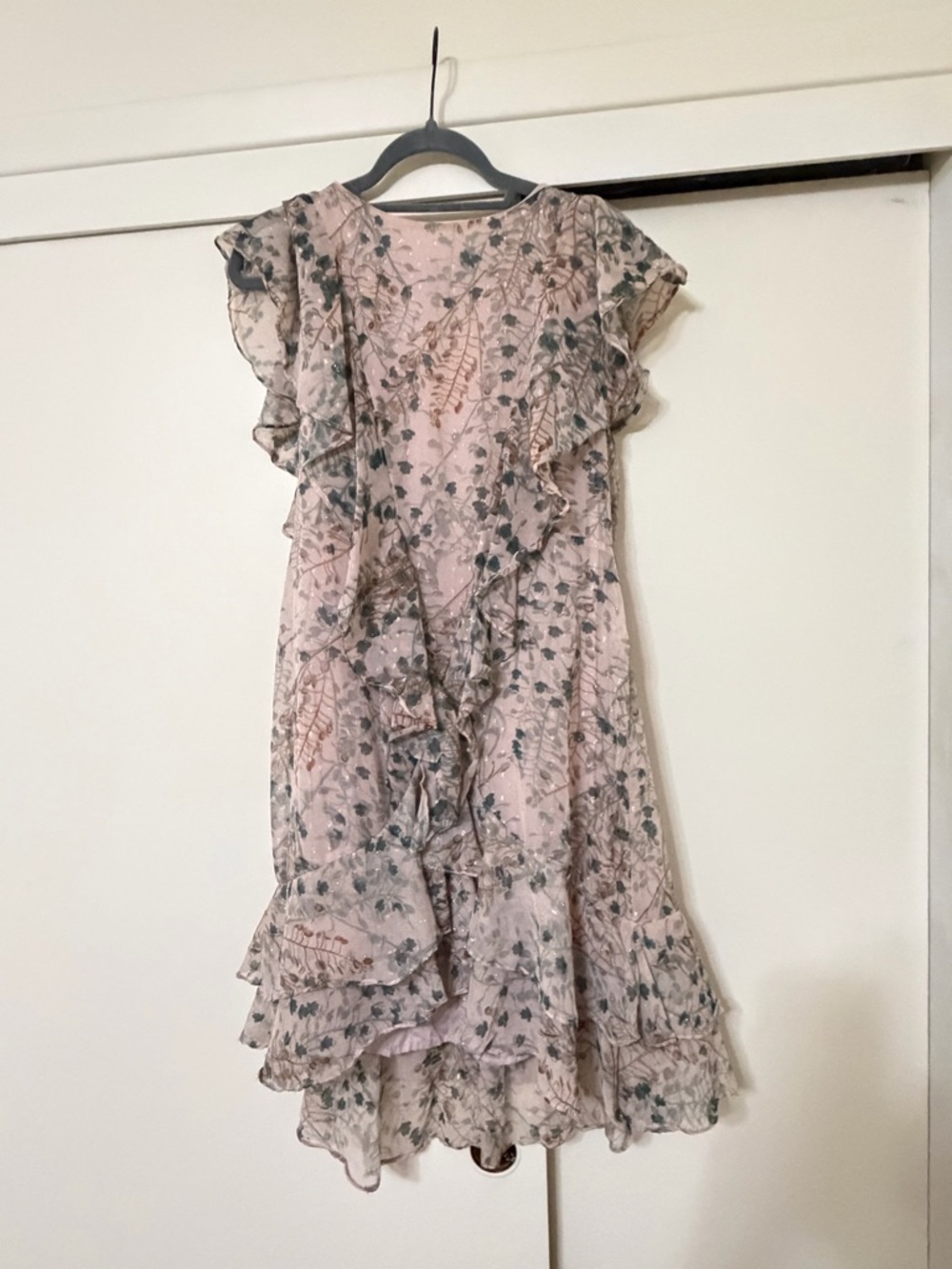 Chelsea & Violet Blush Floral Ruffle Midi Dress